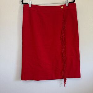 Talbots Wool Blend Wrap Red Tassel Button Detail Pencil Skirt Plus Size 14